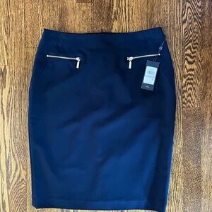 Tommy Hilfiger Suit Separates Dark Navy Blue Pencil Skirt with Zipper Accents